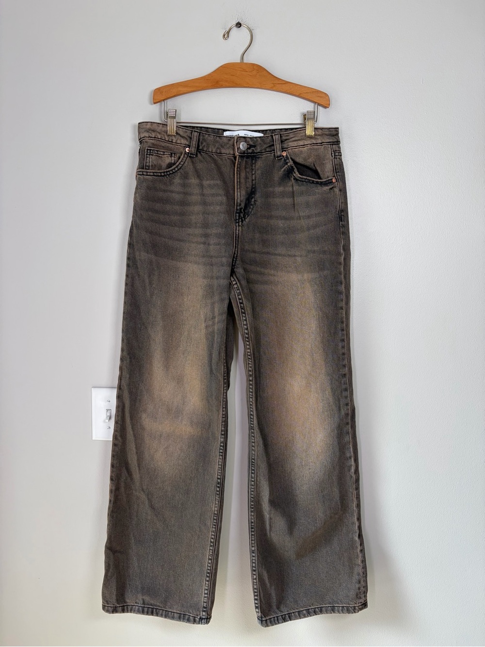 Bershka Washed Wide Leg Baggy Jeans